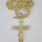 10k Gold Byzantine Necklace Jesus Cross Charm 20-30 inches 9mm REAL SET Chain