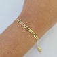 Real 10K Solid Cuban Curb Link Bracelet Yellow Gold Diamond Cuts 3.5mm 6" Kids