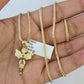 10K Franco Chain Praying Angel Pendant Charm Necklace 16"-24" 2mm Gold SET