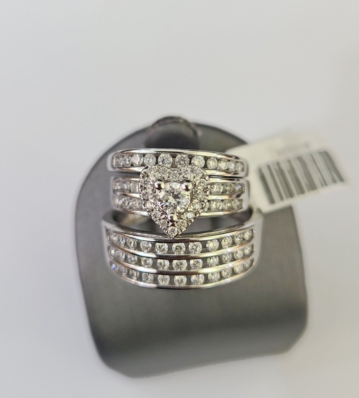 REAL 14k Diamond Ring White Gold Ladies Men Trio SET Wedding Engagement Genuine