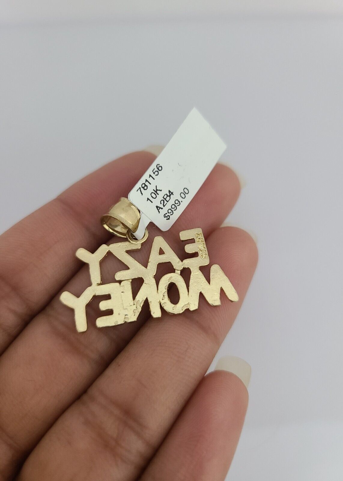 10k Gold Solid Cuban Curb Chain Necklace Eazy Money Pendant Set 3mm 18"-26"