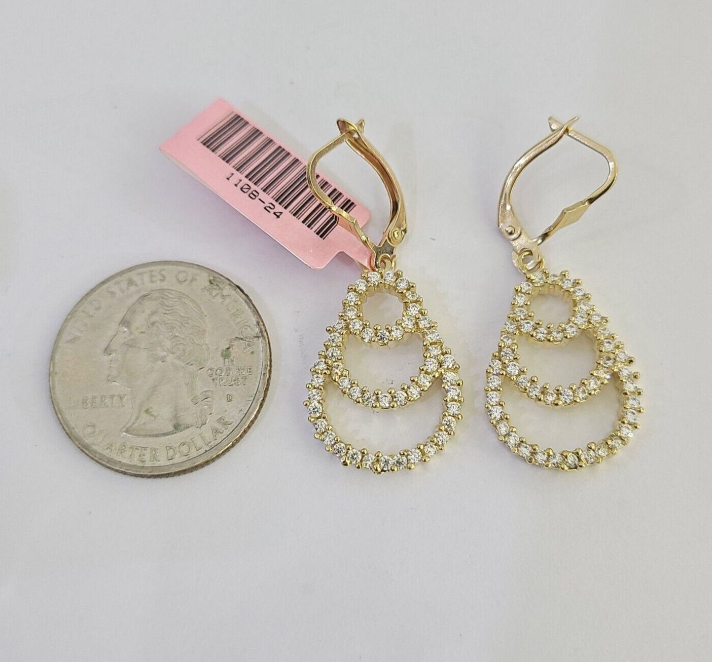 14k Chandelier Dangle Earrings Yellow Gold Push Back Real Women Genuine 14Kt