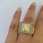 Real 10k Ring Jesus Head Fancy Black Design Yellow Gold Men Casual 10kt