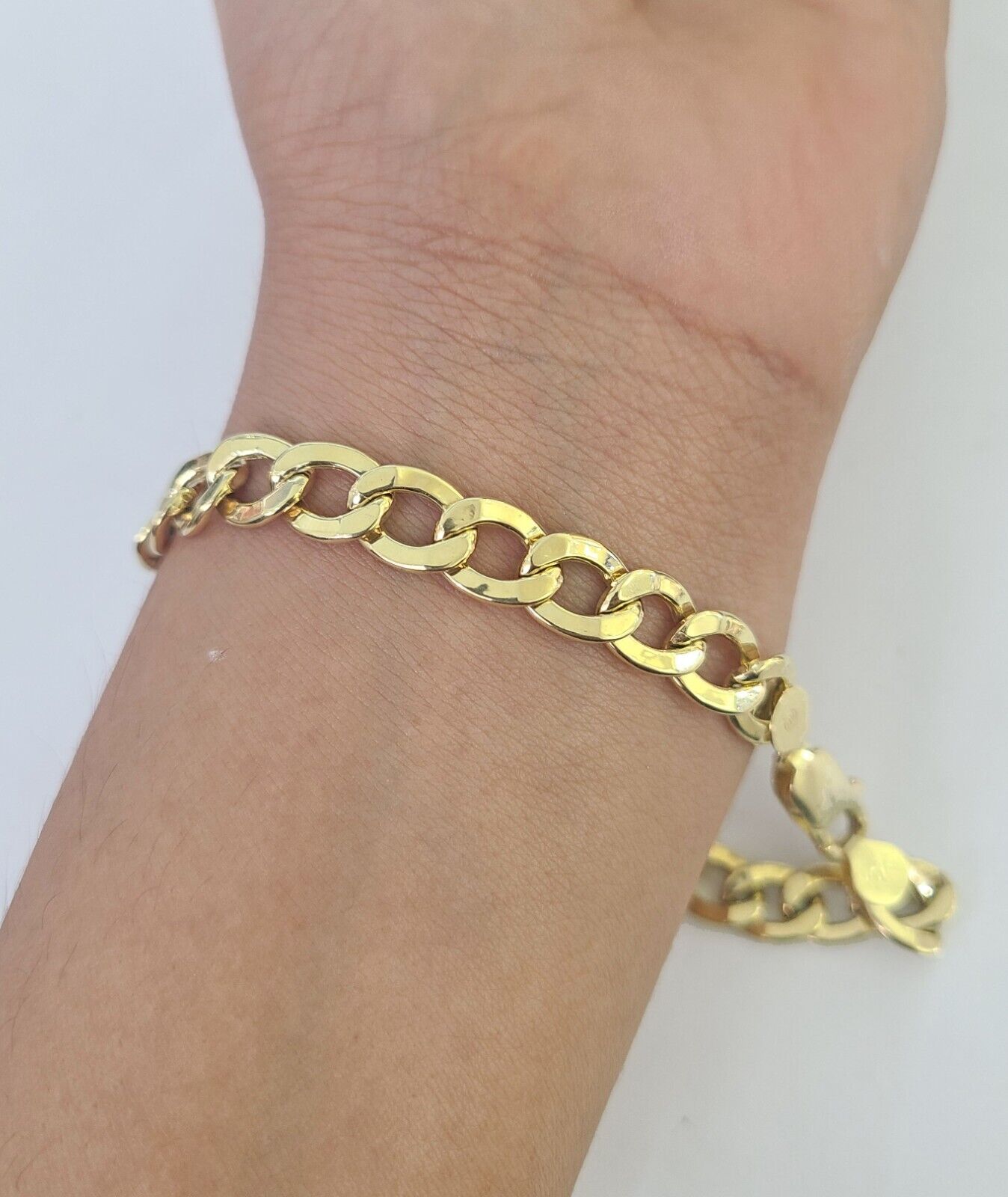 10k Cuban Link ID Bracelet 9" Lobster Clasp Real 10Kt Yellow Gold