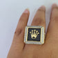 Real 10k Ring Crown Fancy Black Design Yellow Gold Men Casual 10kt