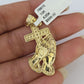 10k Gold Chain Praying Hand Charm Solid Cuban Curb 5mm 18"-28" Inch SET Necklace