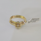 Real 14k Diamond Ladies Ring Yellow Gold Bridal Women Engagement Wedding SET