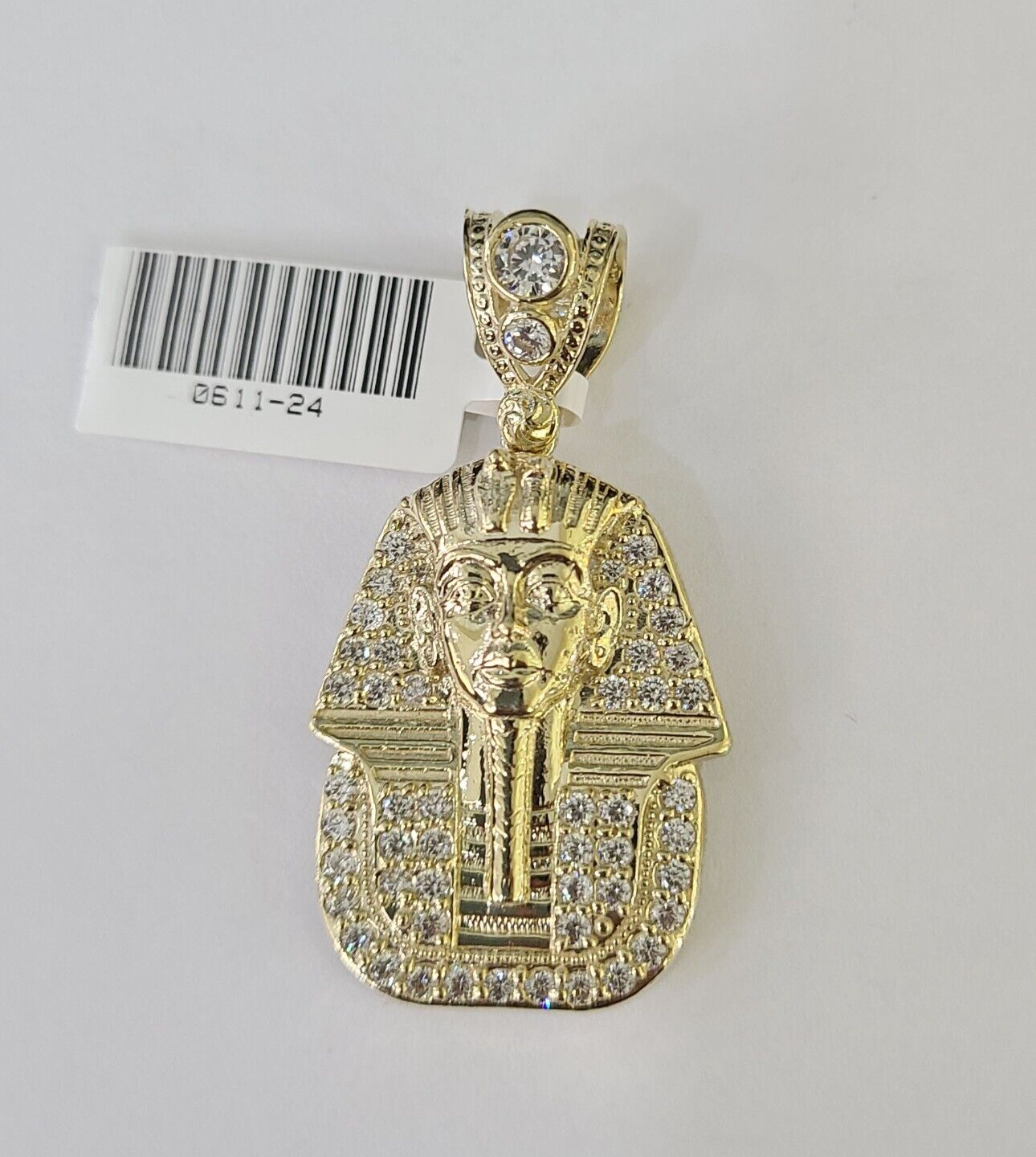 10k Egyptian Pharaoh Head Charm Pendant Yellow Gold 1.5" Inch Men Women Real