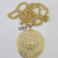 10K Miami Cuban Link Chain Mayan Calendar Pendent Charm 6mm 20"-30" Inch