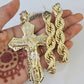 Real 10k Rope Chain Jesus Cross Charm Set 12mm 20"-30" Inch Necklace Yellow Gold