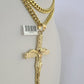 10K Miami Cuban Link Chain Jesus Cross Pendent Charm 6mm 20"-30" Necklace