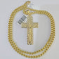 10k Gold Byzantine Necklace Jesus Cross Charm 18-26 inches 3mm SET Chain