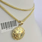 10K Franco Chain Jesus Mary Pendant Charm Necklace 16"-24" 2mm Gold SET Yellow