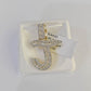 10k Yellow Gold Diamond J Charm Pendant Initial Alphabet Letter Real Genuine