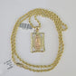 10k Solid Rope Chain 3mm Virgin Mary Pendant Charm Necklace SET 18-28 in