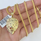 10K Franco Chain Roaring Lion Pendant Charm Necklace 20"-26" 2.5mm Yellow Gold