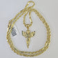 10k Milano Rope Chain Praying Angel Charm Necklace SET 3mm 18"-26" Pendant