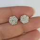 14k White Gold Flower Earrings Real Diamond Screw-Back Women Men Studs