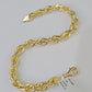 10K Yellow Gold 7.5" 8" 8.5" 9" Rope Bracelet Solid 7mm Men Women Diamond Cut