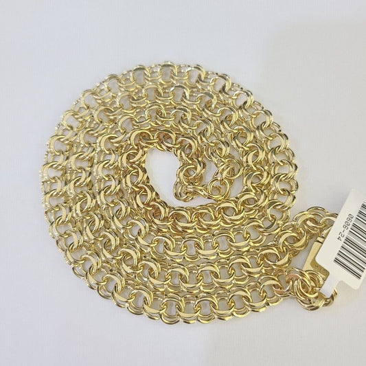 Real 10k Chino ID Chain Necklace Yellow Gold 6mm 18" 20" 22" 24" Genuine