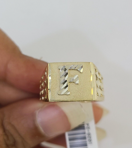 Real 10k Initial F Casual Ring Alphabet Yellow Gold 10kt Genuine