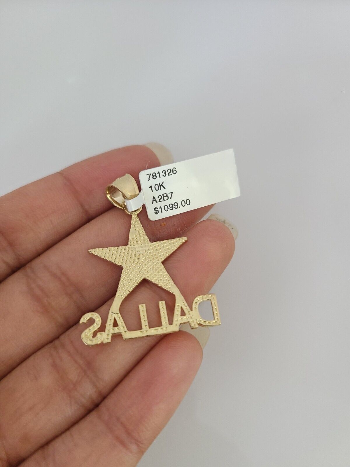 10k Gold Solid Cuban Curb Chain Necklace Dallas Star Pendant Set 3mm 18"-26"