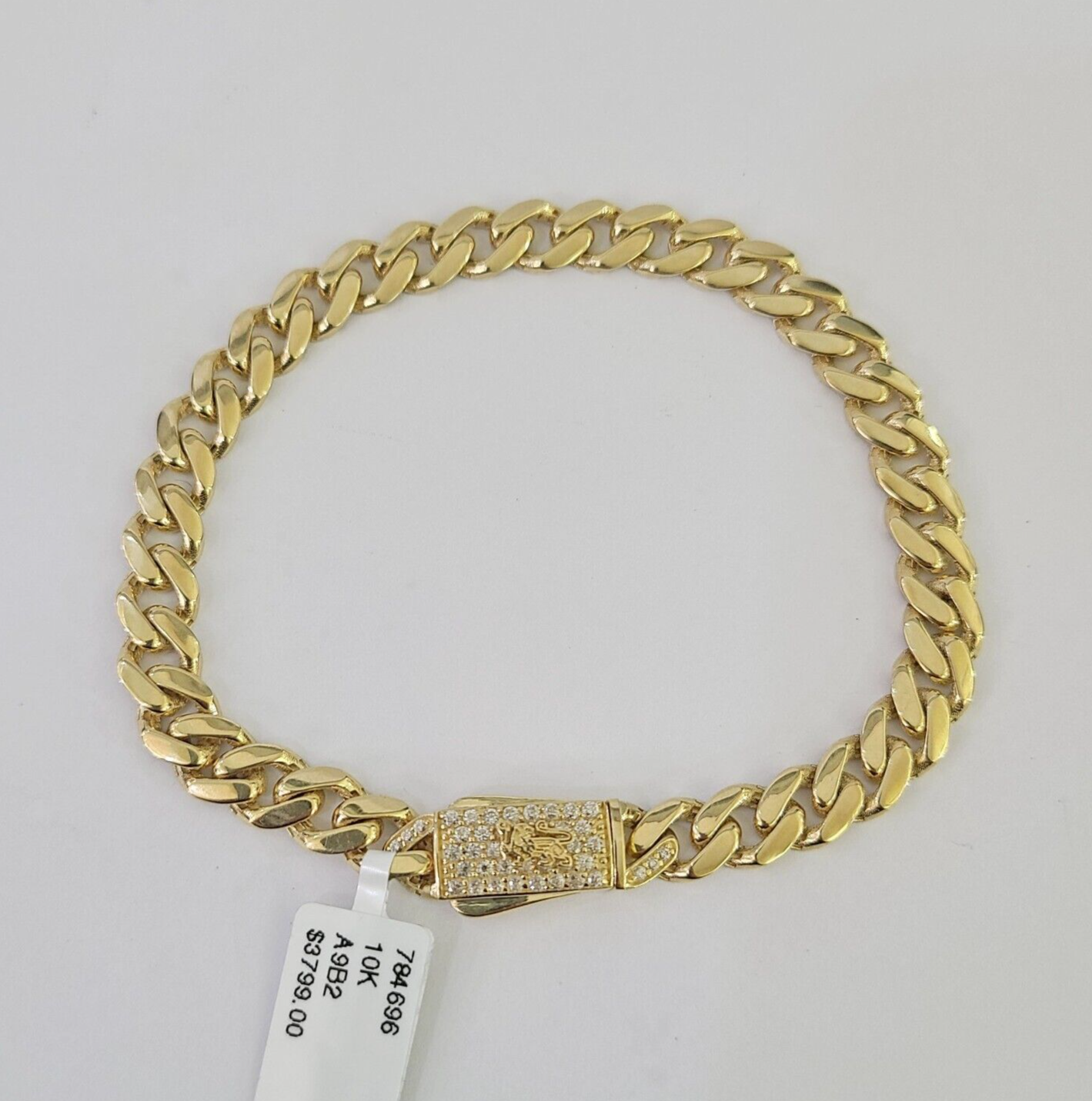 Real 10K Royal Monaco Bracelet Yellow Gold 8" Box Clasp 7mm Genuine Unisex