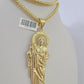 10K Franco Chain Saint Jude Pendant Charm Necklace 20"-28" 4mm Gold SET Yellow