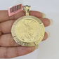 REAL 14k Yellow Gold Charm Centenario Style Coin in Bezel 50 Pesos 1947 Pendant