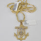 10k Milano Rope Chain Jesus Anchor Charm Necklace SET 3mm 18" 20" 22" 24"