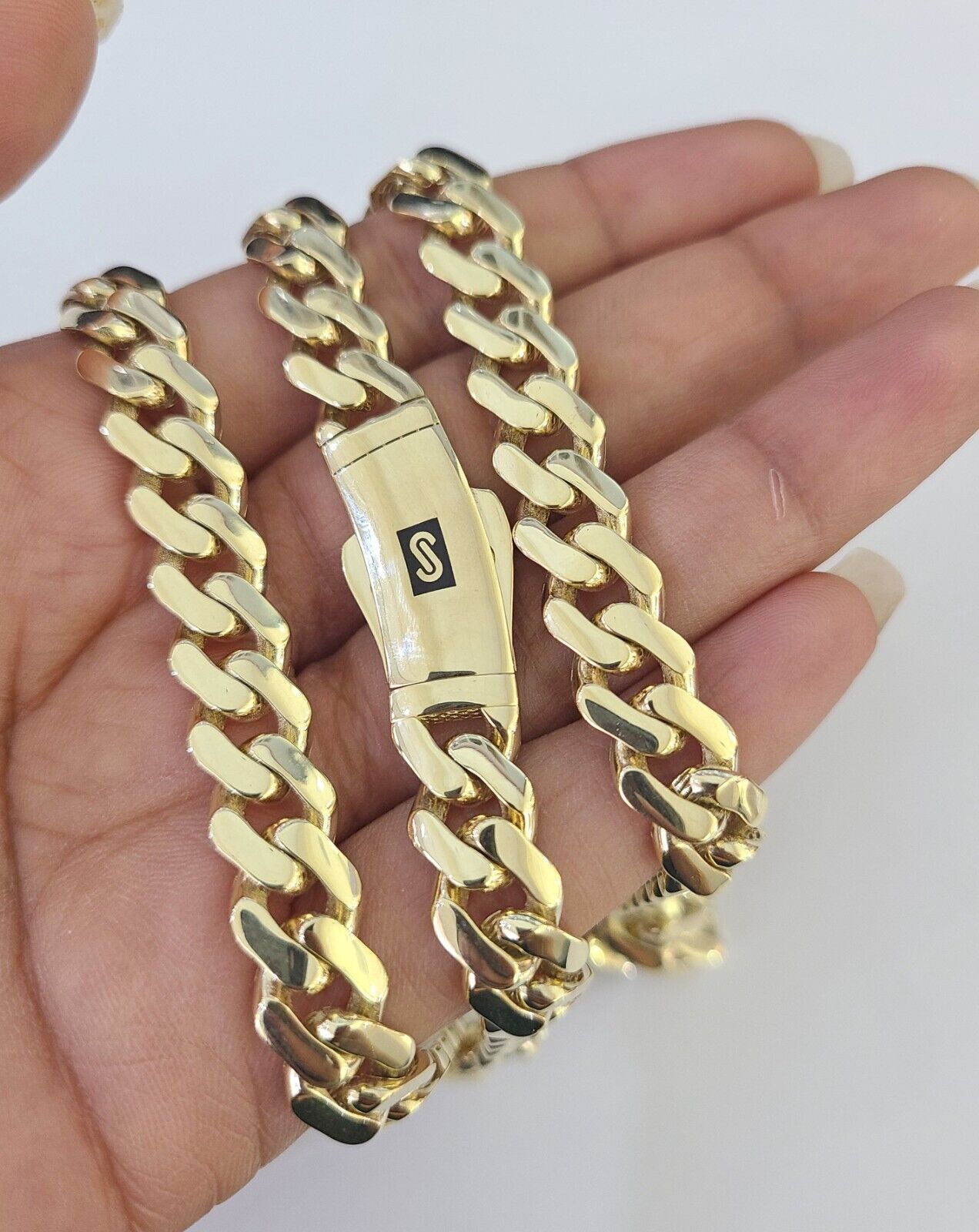 Real 10k Royal Monaco Chain 9mm 18-26 inches Necklace Yellow Gold Box Clasp