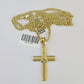 10K Gold Miami Cuban Chain Jesus Cross 18"-28" 3mm REAL Pendant Necklace SET