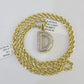 10k 3mm Rope Solid Chain D Diamond Pendant Alphabet 18"-28" Gold Charm Necklace