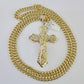 10K Miami Cuban Link Chain Jesus Cross Pendent Charm 6mm 20"-30" Necklace