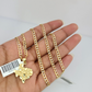 10k Gold Solid Cuban Curb Chain Necklace Texas Map Pendant Set 3mm 18"-26"