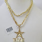 10k Milano Rope Chain Texas Charm Necklace SET 3mm 18" 20" 22" 24" Pendant