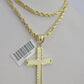 10k Milano Rope Chain Jesus Cross Charm Necklace SET 3mm 18" 20" 22" 24"