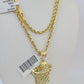 Real 10k 3mm Rope Chain Basketball Pendant 18" 20" 22" 24" 26" Yellow Gold Set