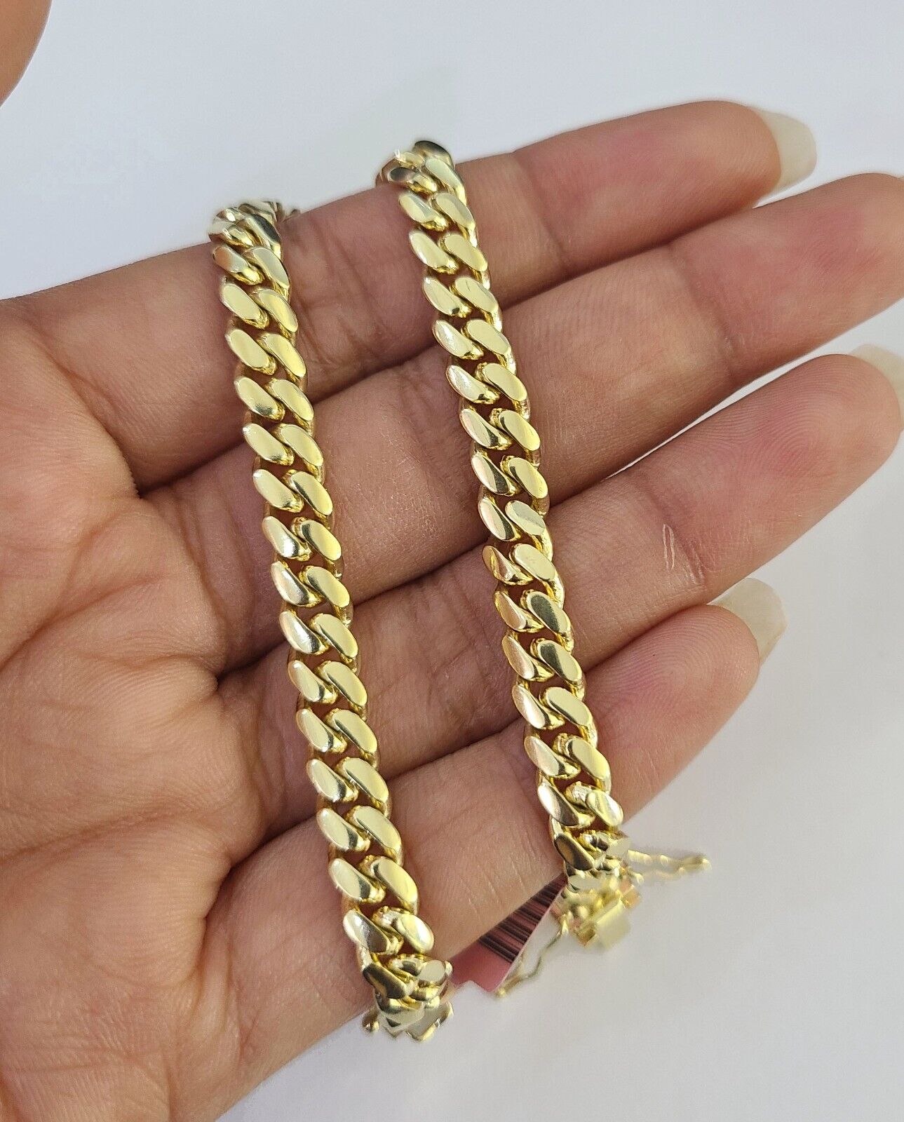 14K Solid Miami Cuban Bracelet Yellow Gold Box Clasp 8" Inch 6mm Link