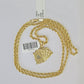 Real 10k 3mm Rope Chain Royal Flush Pendant 18" 20" 22" 24" 26" Gold Set