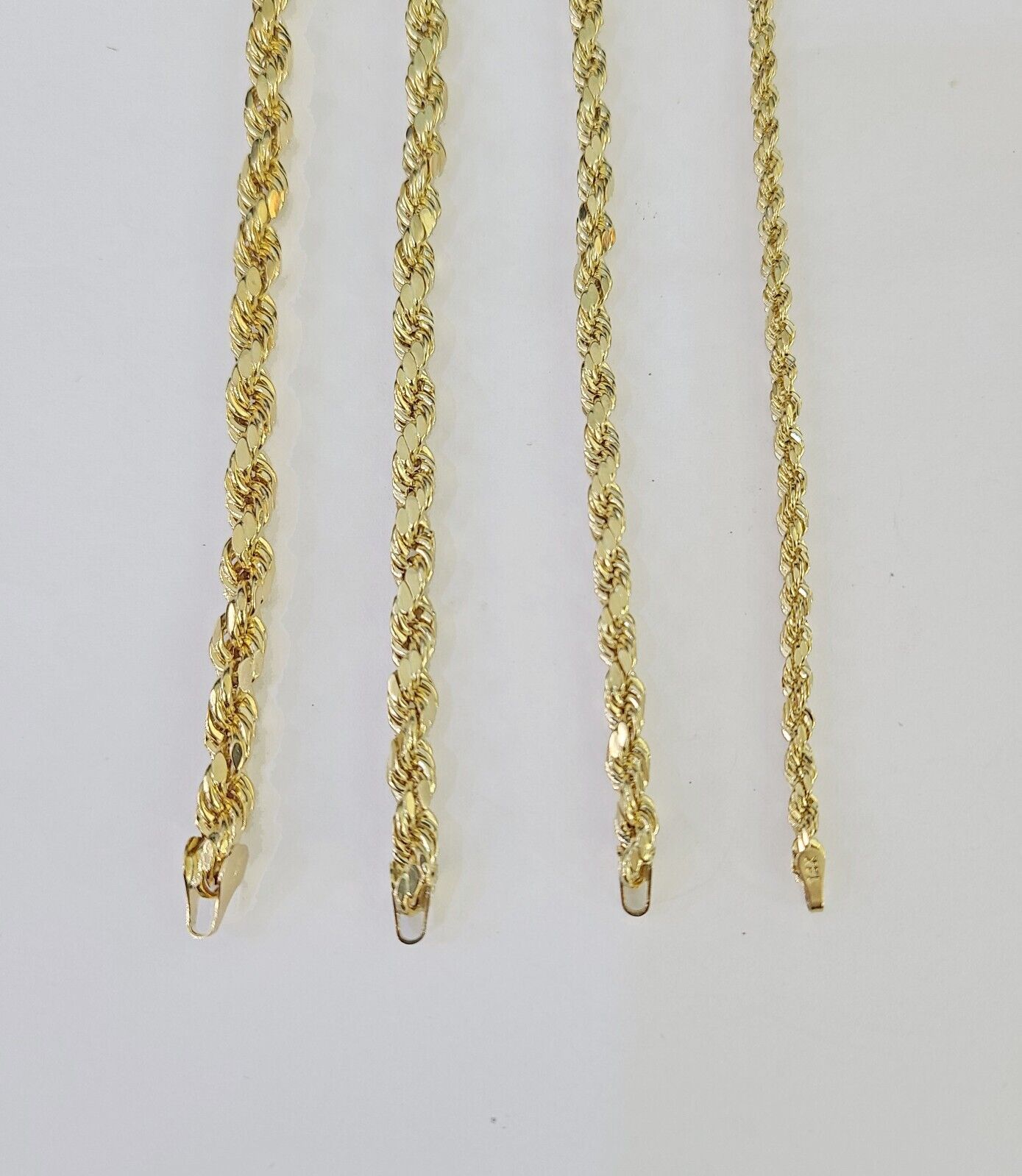 Real 14k Gold Rope Chain Necklace 3mm-6mm 20"-26" Inch Men Women Yellow 14kt