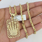 10k Solid Rope Chain Crown Charm Set 4mm 18"-30" Necklace Gold Pendant