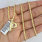 10k Gold Initial P Charm Rope Chain 16"-26" 2.5mm SET Necklace Alphabet Pendant
