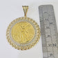 REAL 10k Yellow Gold Charm Centenario Style Coin in Bezel 50 Pesos 1947 For Men