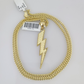 10k Gold Miami Cuban Chain Lightning Charm Pendant 3mm 18-28in Necklace Set