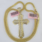 14K Franco Chain Jesus Cross Pendant Charm Necklace 20"-26" 4mm Gold Yellow