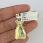 10K Solid Franco Chain Money Bag Pendant Dollar Charm Necklace 18"-24" 1.5mm