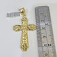 10k Gold Byzantine Necklace Jesus Cross Charm 18-26 inches 3mm SET Chain