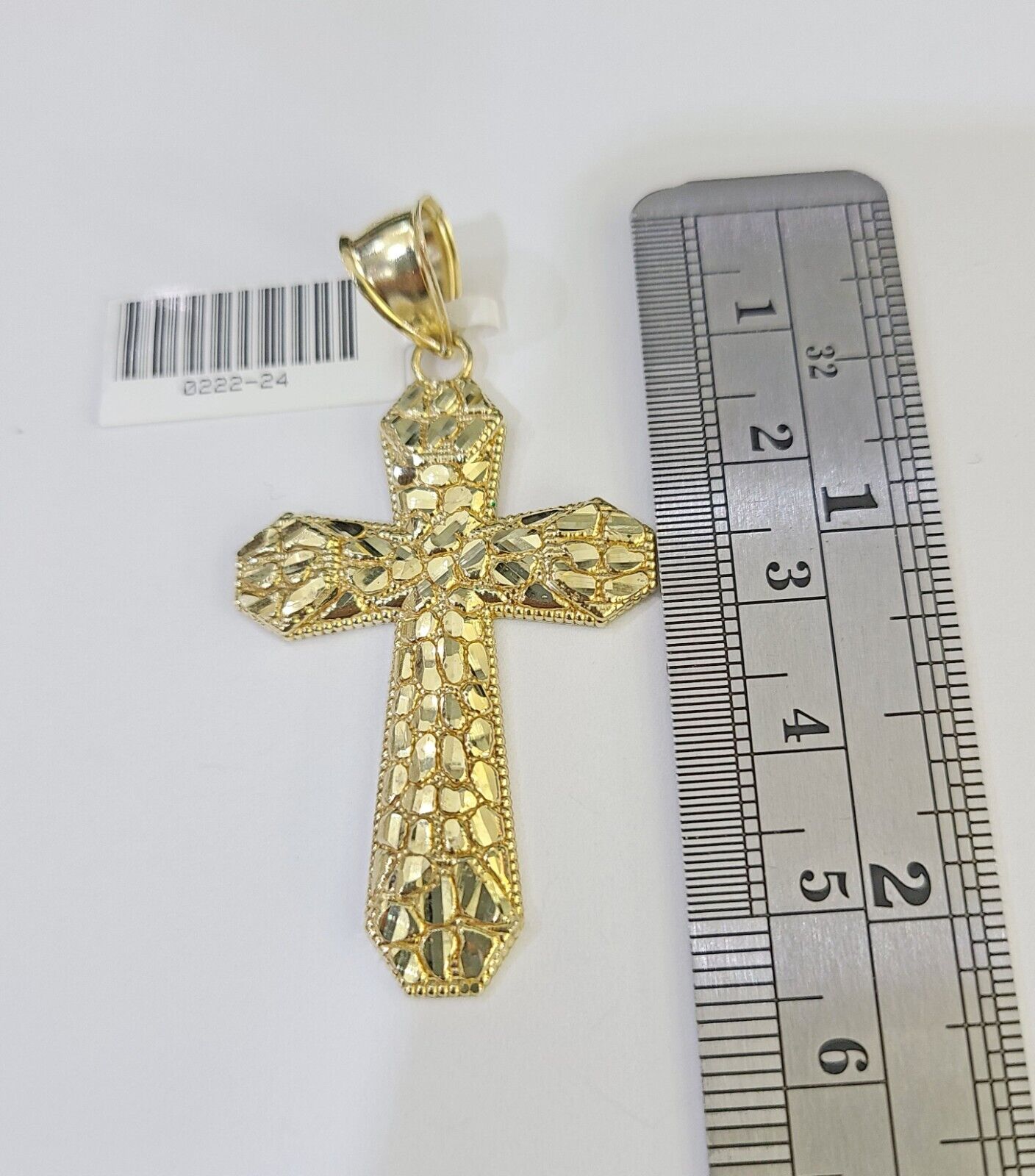 10k Gold Byzantine Necklace Jesus Cross Charm 18-26 inches 3mm SET Chain