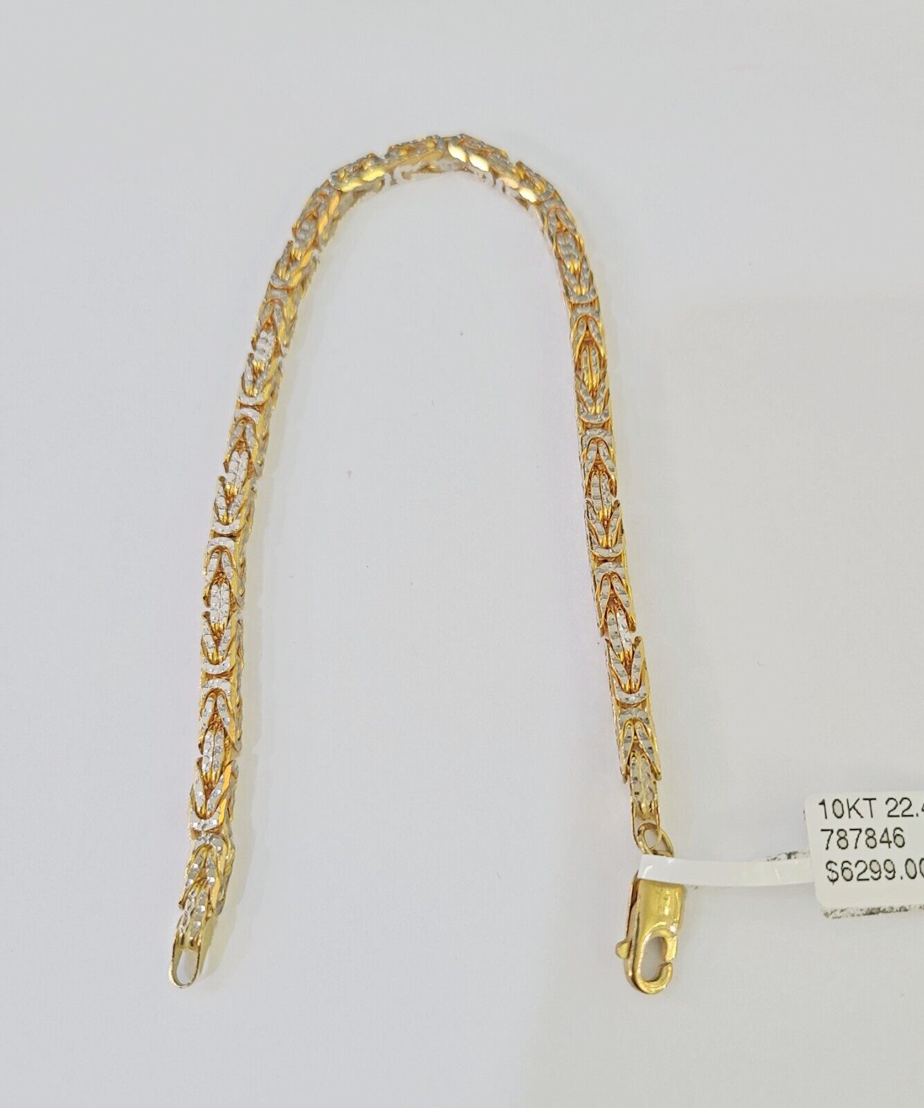 10K Yellow Gold Turkish Byzantine Link Bracelet Solid 4mm 9" inch Real Genuine